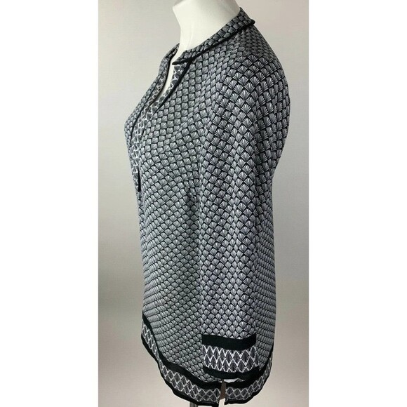 Violet & Claire Stitch Fix Retro Fan Print Blouse Top Tunic - Picture 7 of 9